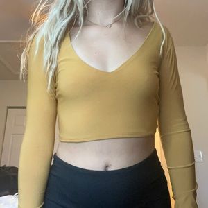 Yellow long sleeve crop top